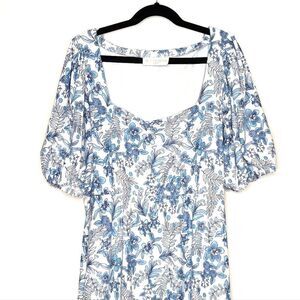 Smith and Quinn They Lucy Dress Blue Floral Garden Midi Antigua Bloom